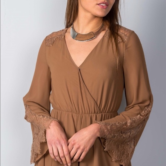 Paige - Khaki Lace Romper - Picture 5 of 6